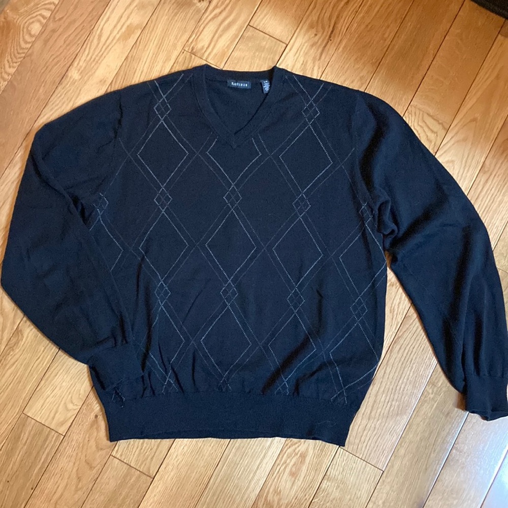 Mens VanHeusen black V-neck sweater